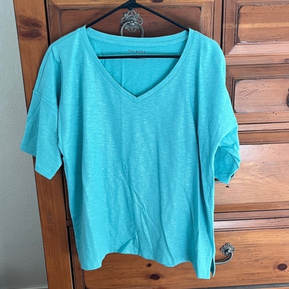 Talbots Light Blue Cotton Top Tee Size Large NWOT